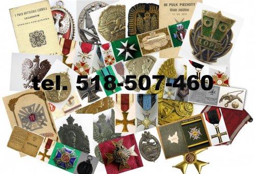 Kupie stare ordery, medale, odznaki, odznaczenia tel.518-507-460