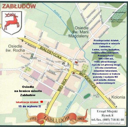 Działki 1000m2 w pełni uzbrojone na osiedle domów w mieście Zabłudów ul. Bielska 